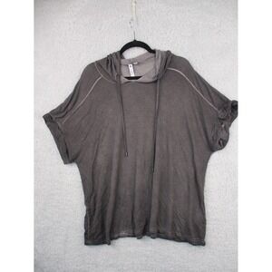 Cable & Gauge Woman Hoodie Top 1X Gray Dolman Sleeve Lightweight Pullover Plus S